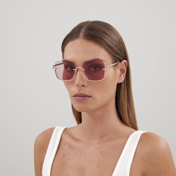 NEW GUCCI GG1279S 003 GOLD/PINK WOMEN SUNGLASSES GUCCI - Picture 5 of 13